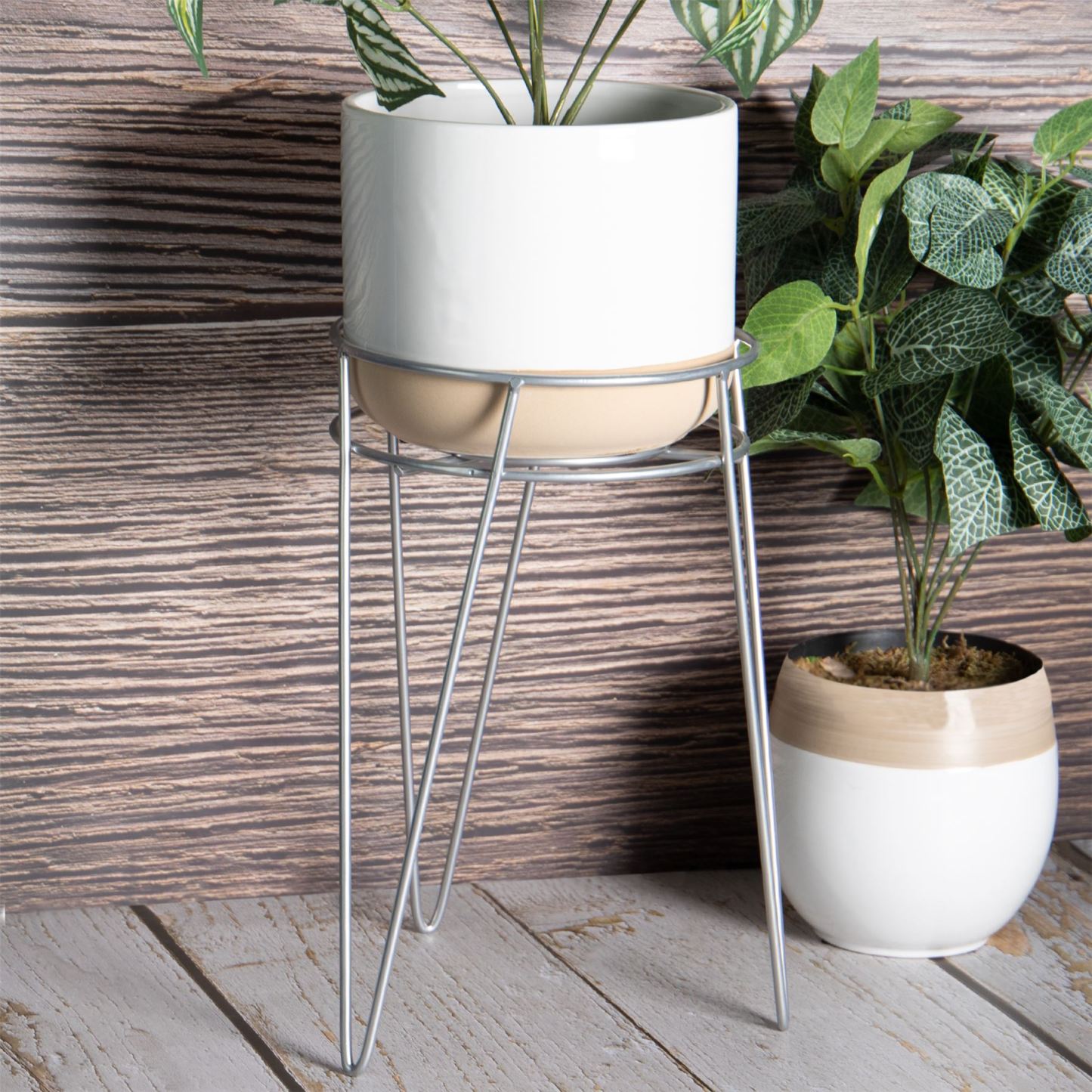 Metal Flower Pot Stand Silver | M&W