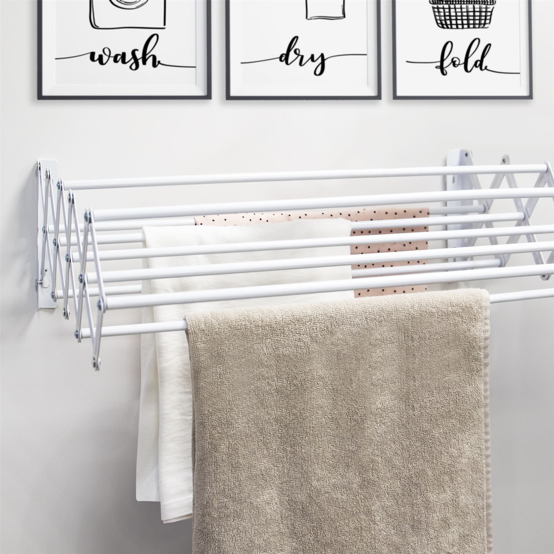Wall Mounted Extendable Clothes Airer White | Pukkr