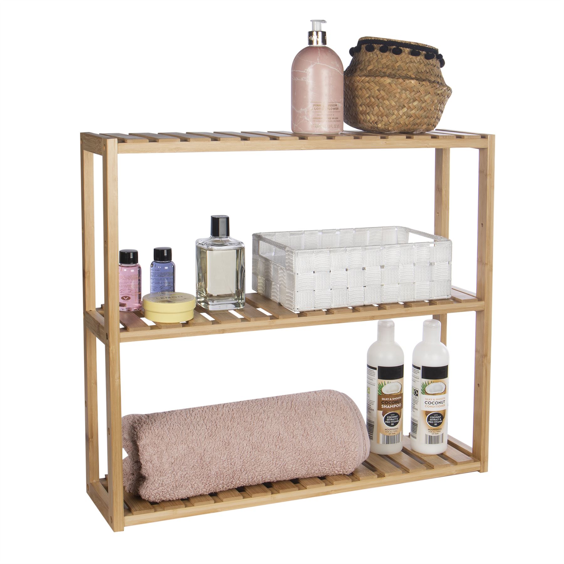 3 Tier Bamboo Shelves - Natural | M&W