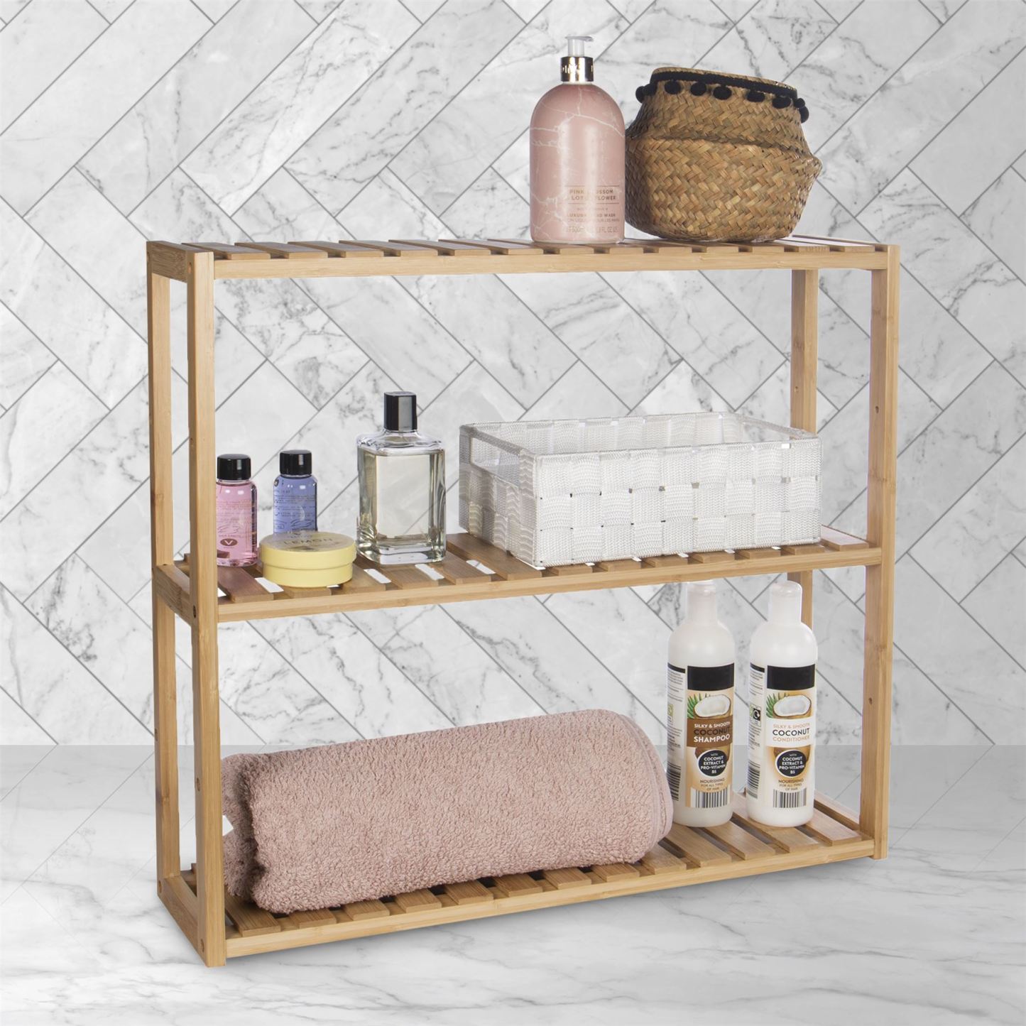 3 Tier Bamboo Shelves - Natural | M&W