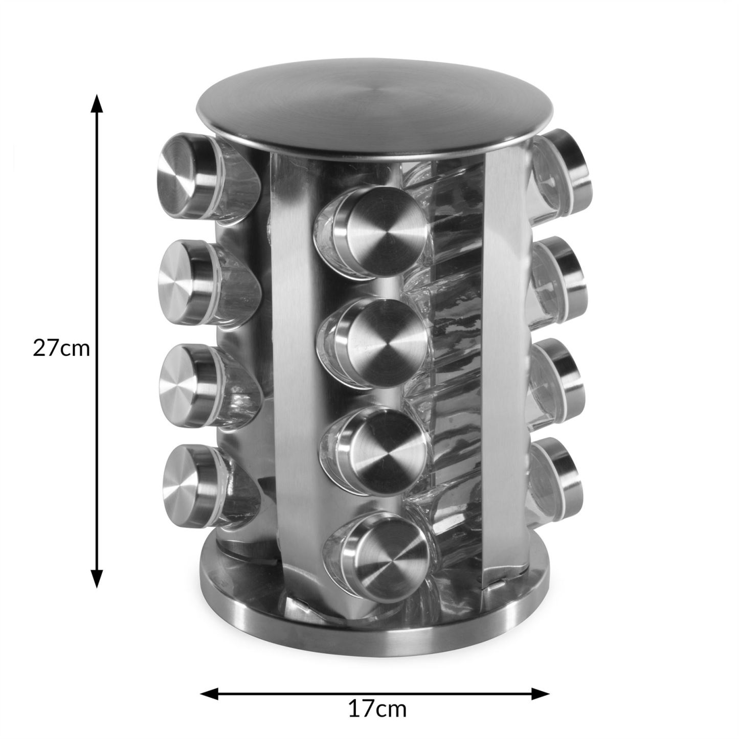 Revolving Spice Rack with 16 Glass Jars Included | M&W