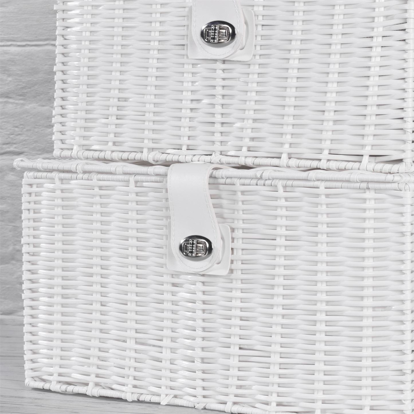 Resin Woven Storage Baskets - Set of 3 White | M&W