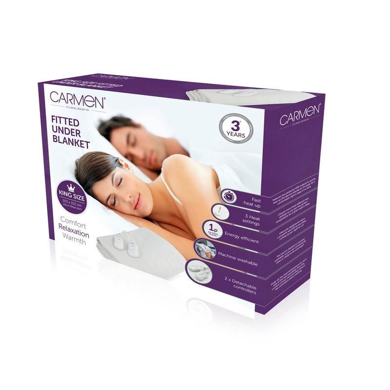 Carmen Kingsize Fitted Dual Control Heated Electric Under Blanket 203 x 152cm