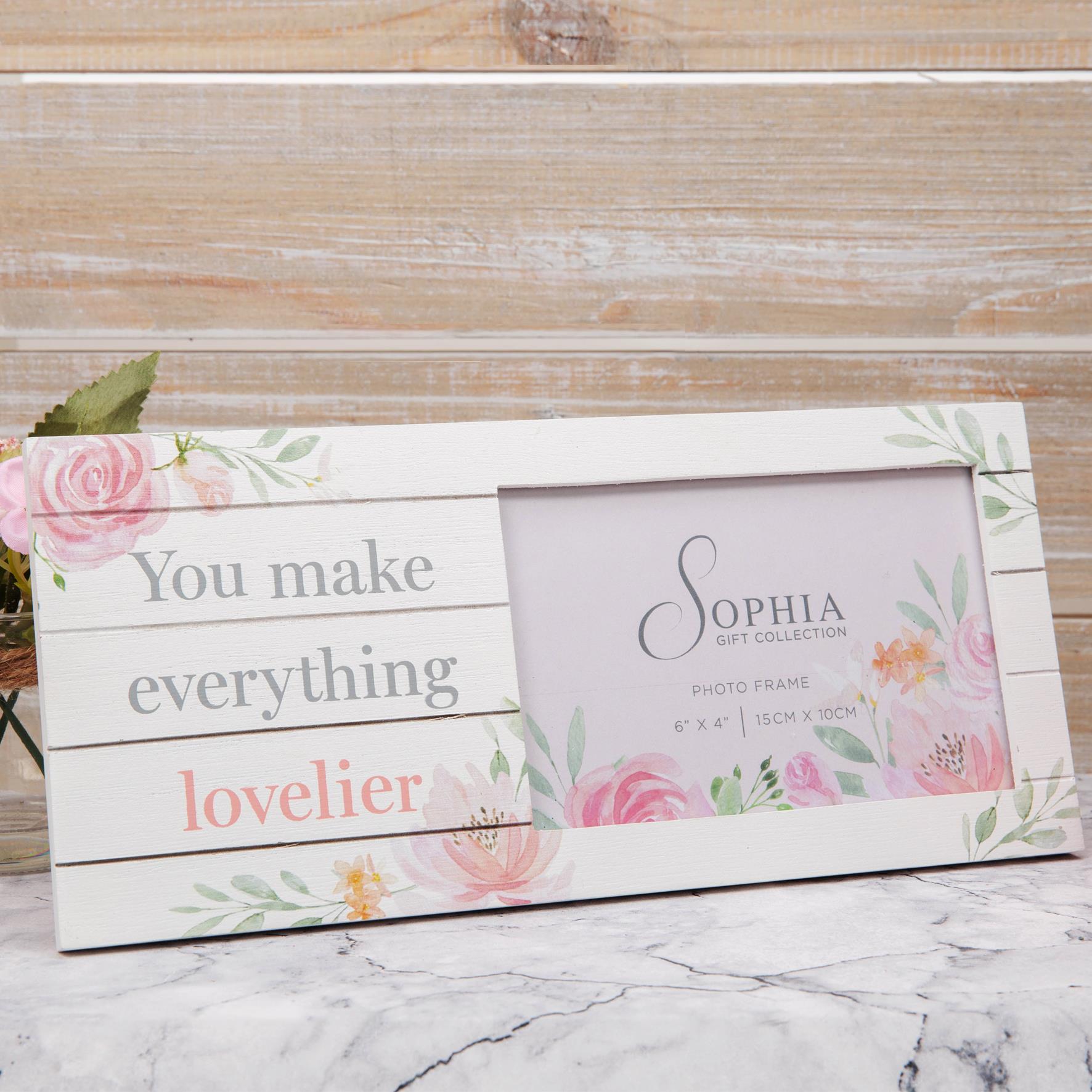 Sophia Wooden Floral Photo Frame - Lovelier - 6" x 4"