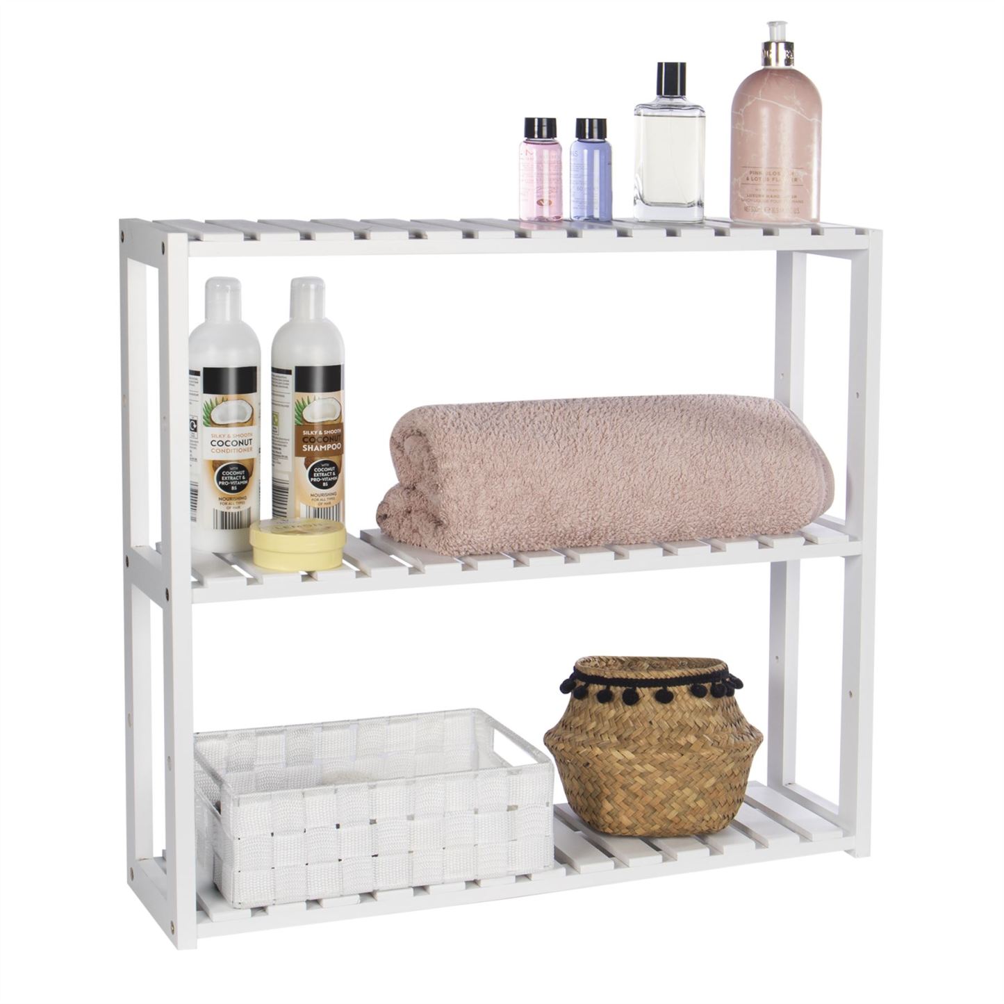 3 Tier Bamboo Shelves - White | M&W