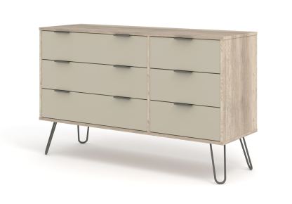 Augusta Driftwood 3+3 Drawer Wide Chest Of Drawers