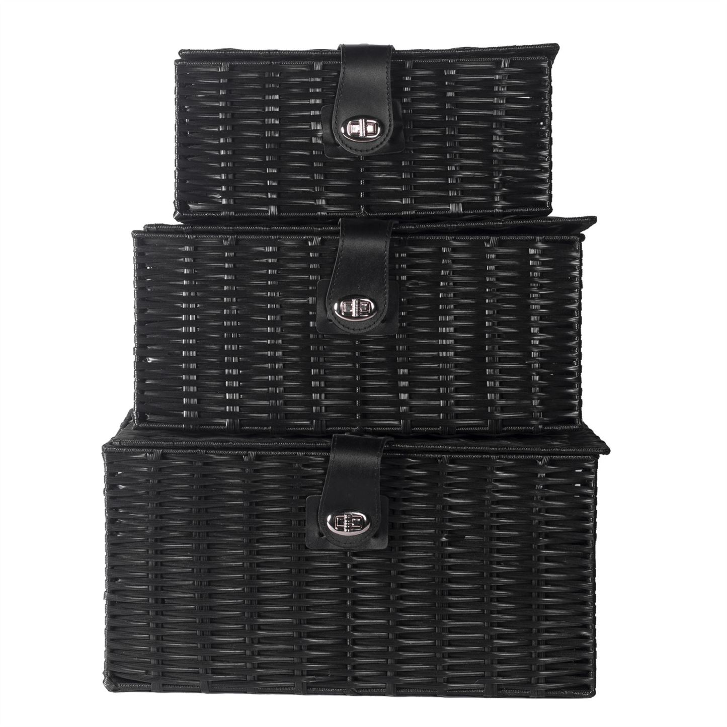 Resin Woven Storage Baskets - Set of 3 Black | M&W