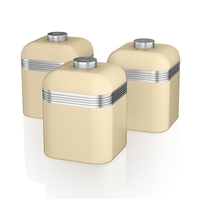 Swan Retro Set of 3 Canisters Cream