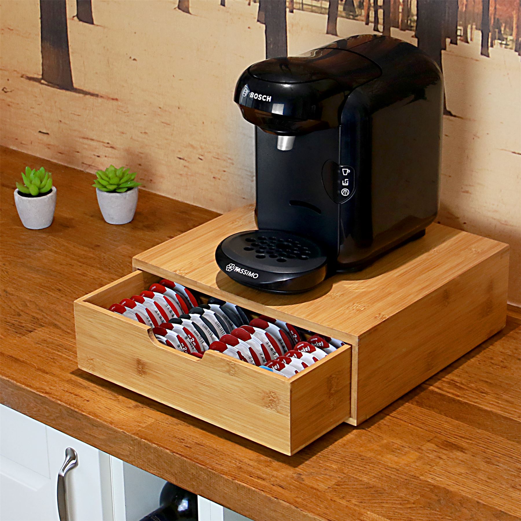 Maison White Coffee Bamboo 64 Tassimo Pod Drawer M&W