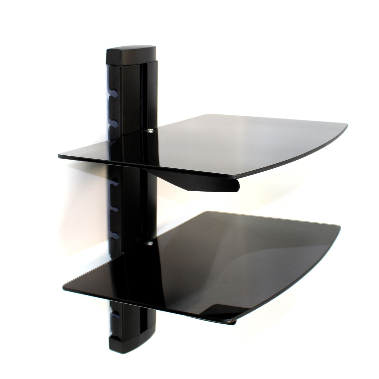 Tempered Black Glass Floating Shelf 2 Tier | M&W