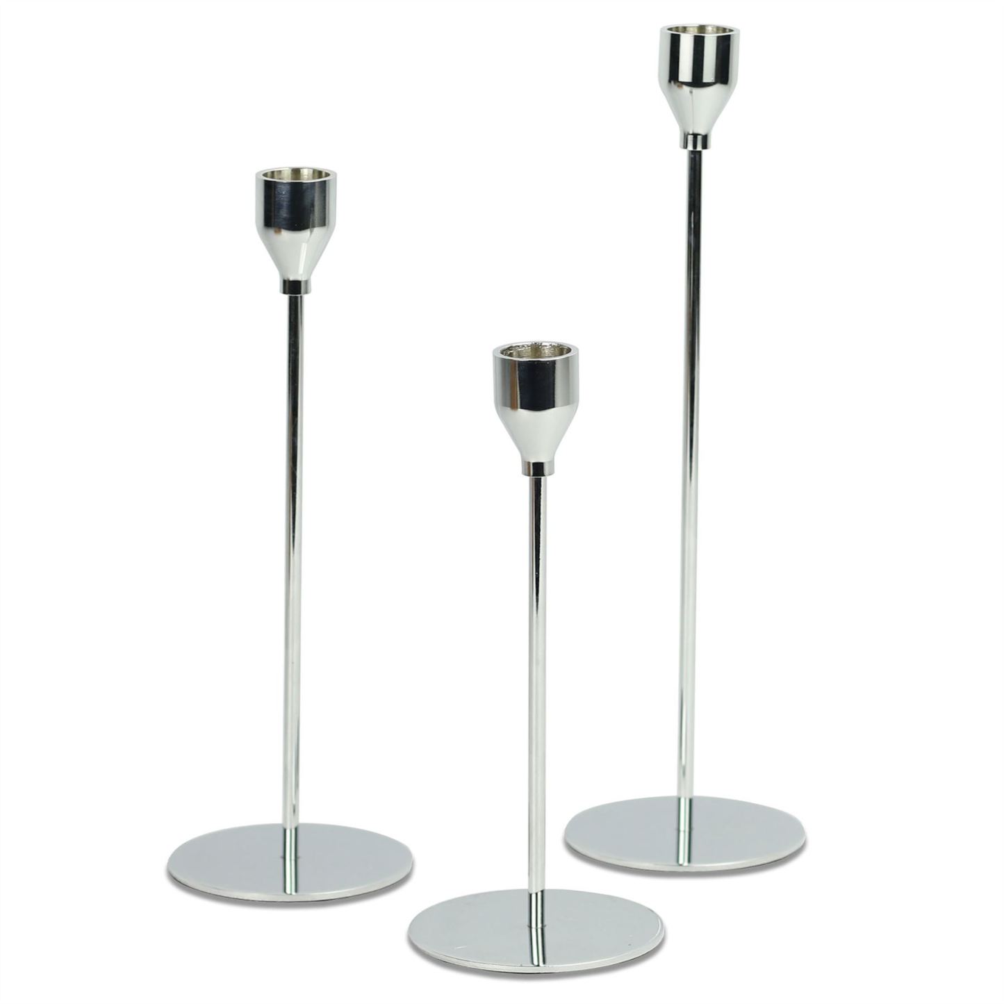 Tulip Candlesticks - Set of 3 Silver | M&W