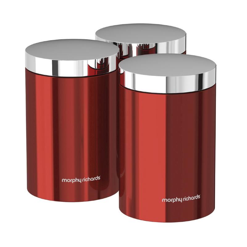 Morphy Richards Accents Set of 3 Canisters Red