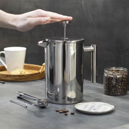 French Press Cafetiere Steel Coffee Maker FREE Filters & Spoons 1500ml | M&W