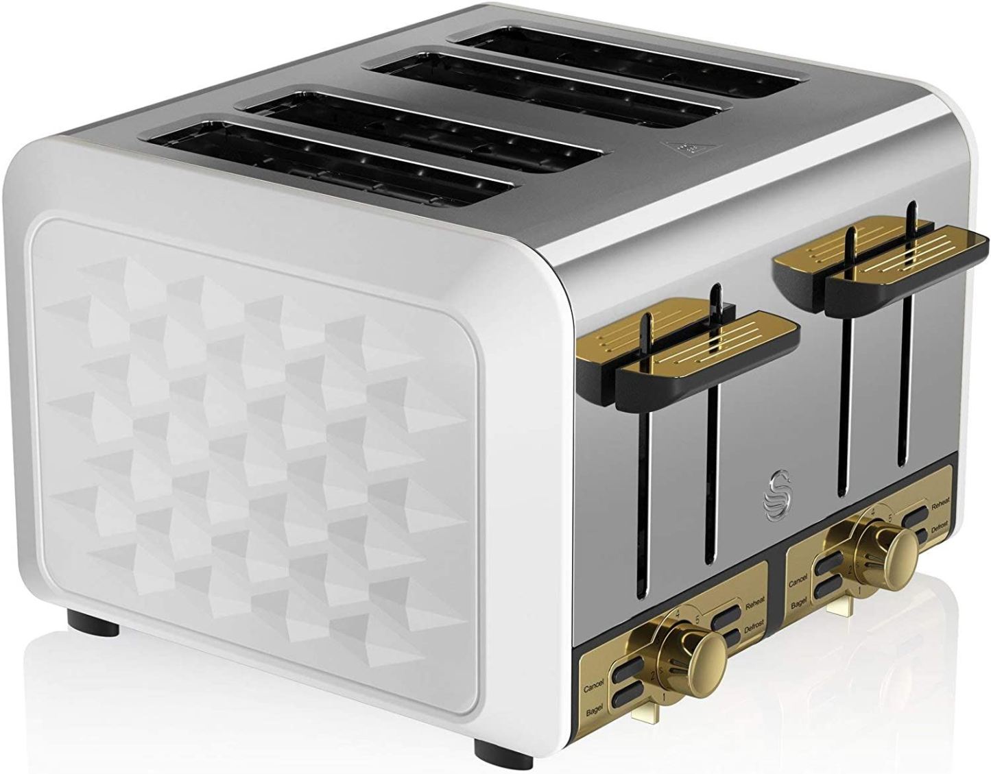 Swan White Metal Gatsby 4 Slice Toaster