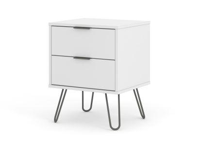 Augusta White 2 Drawer Bedside Cabinet