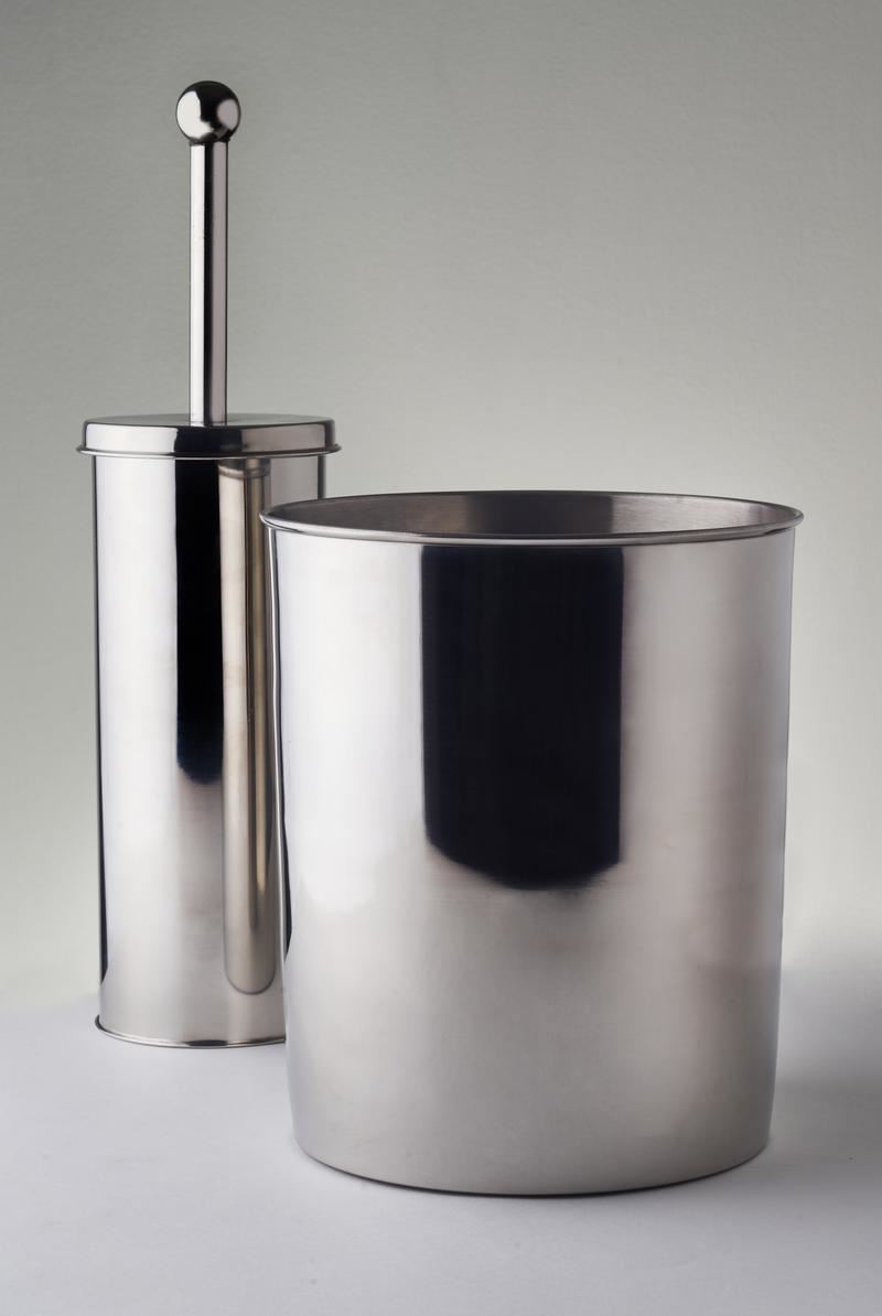 OurHouse Chrome Toilet Brush & Bin Set