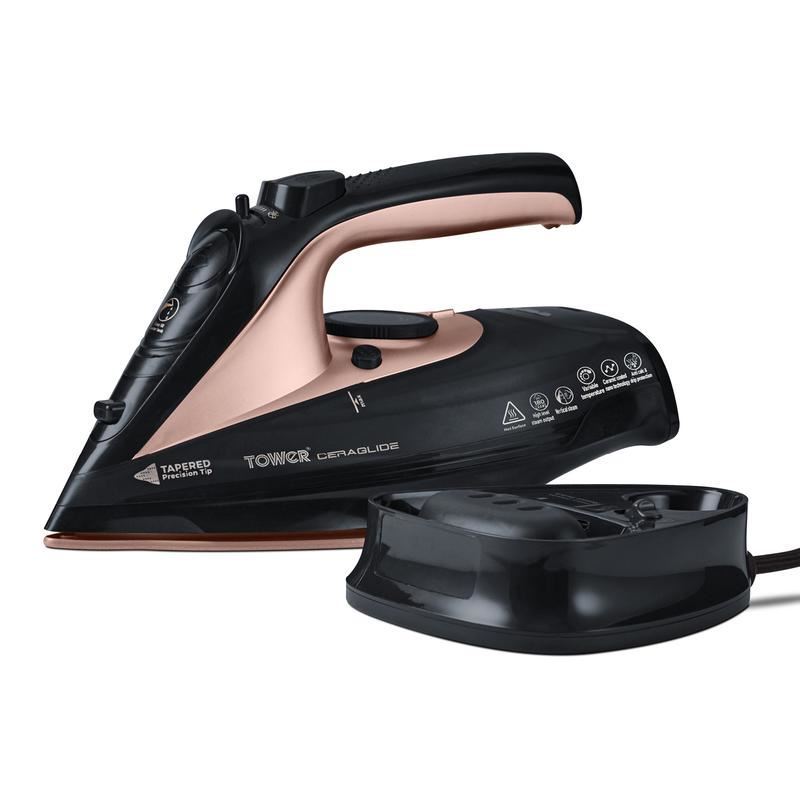 Tower Rose Gold 2400W Cord Cordless Steam Iron UK Plug