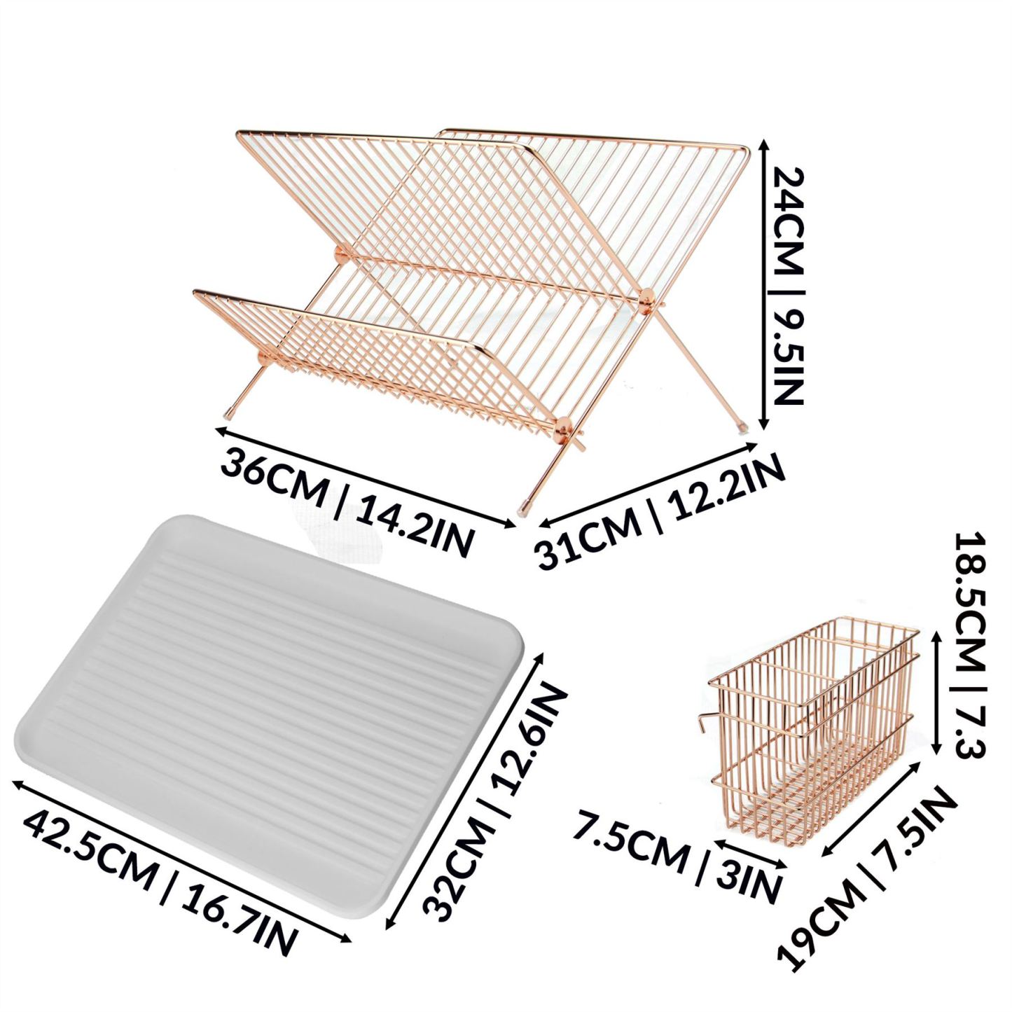 Folding Wire Drainer Rose Gold | M&W