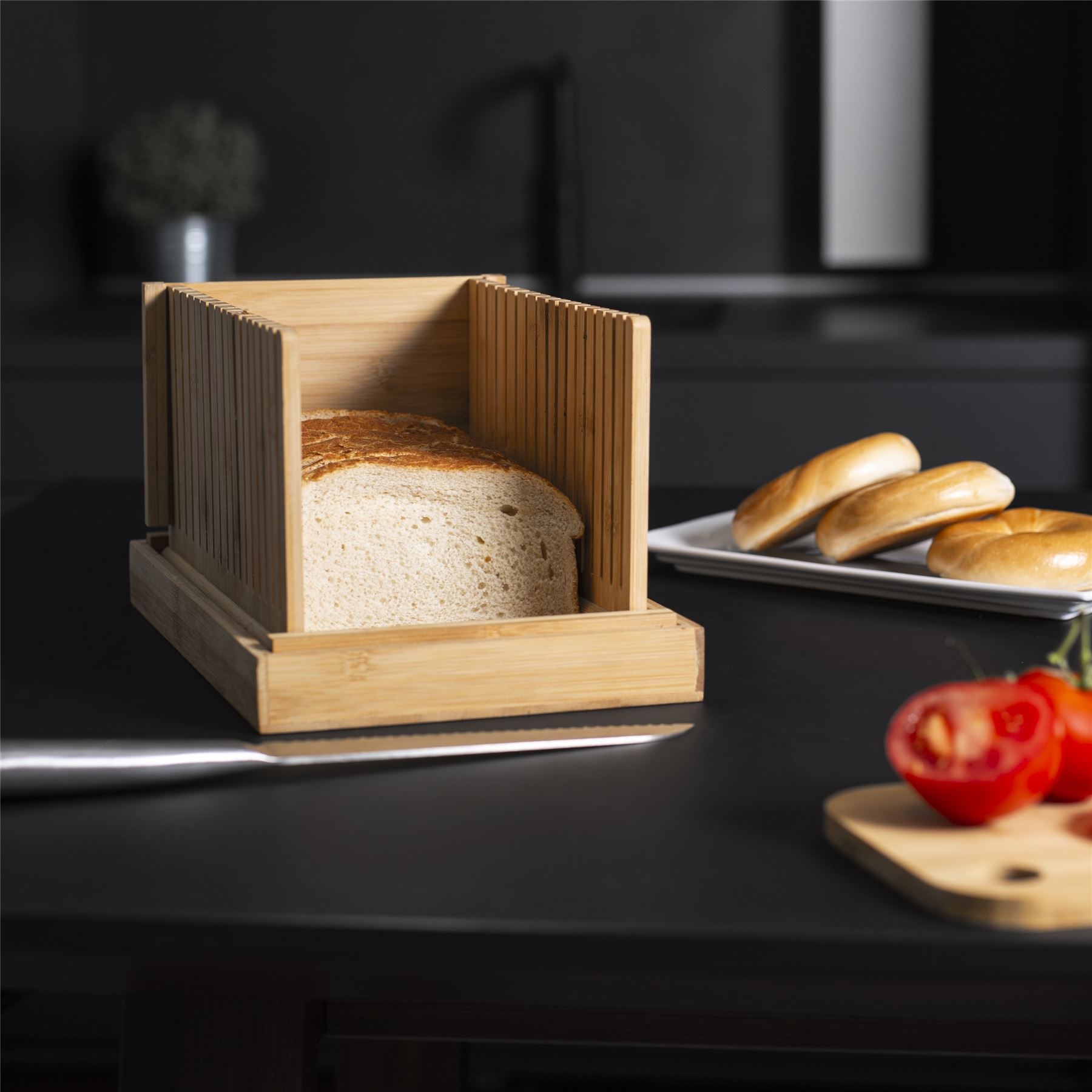 Bamboo Bread Slicer Guide With Crumb Catcher | M&W