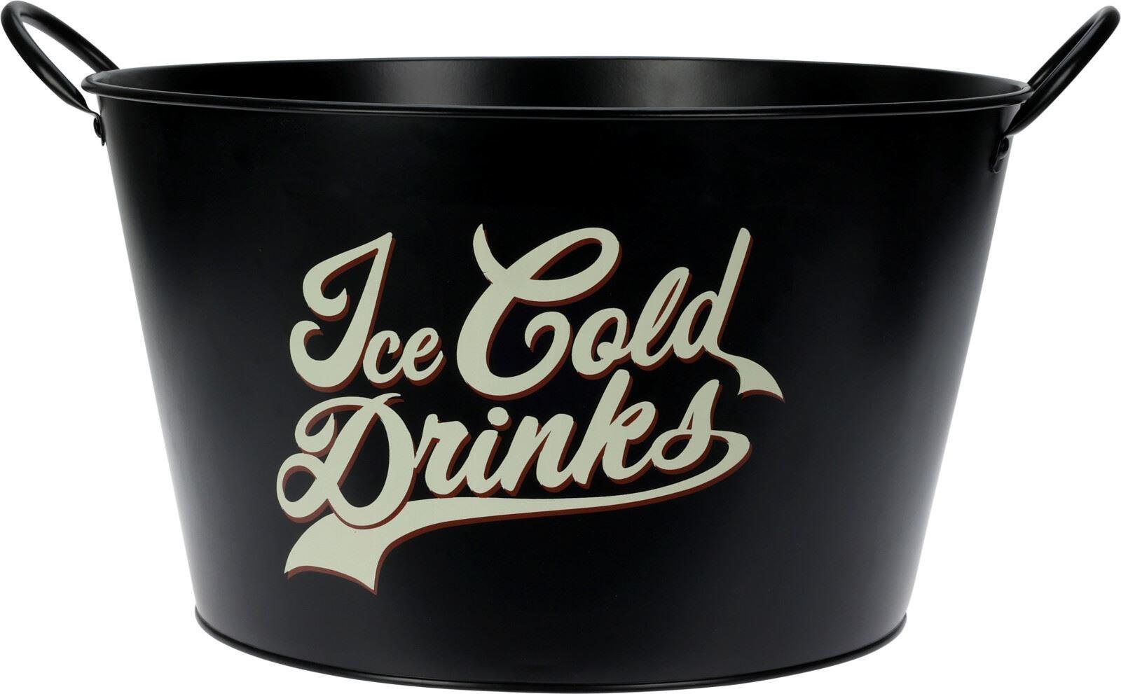 Ice Cold Drinks Metal Bucket Black