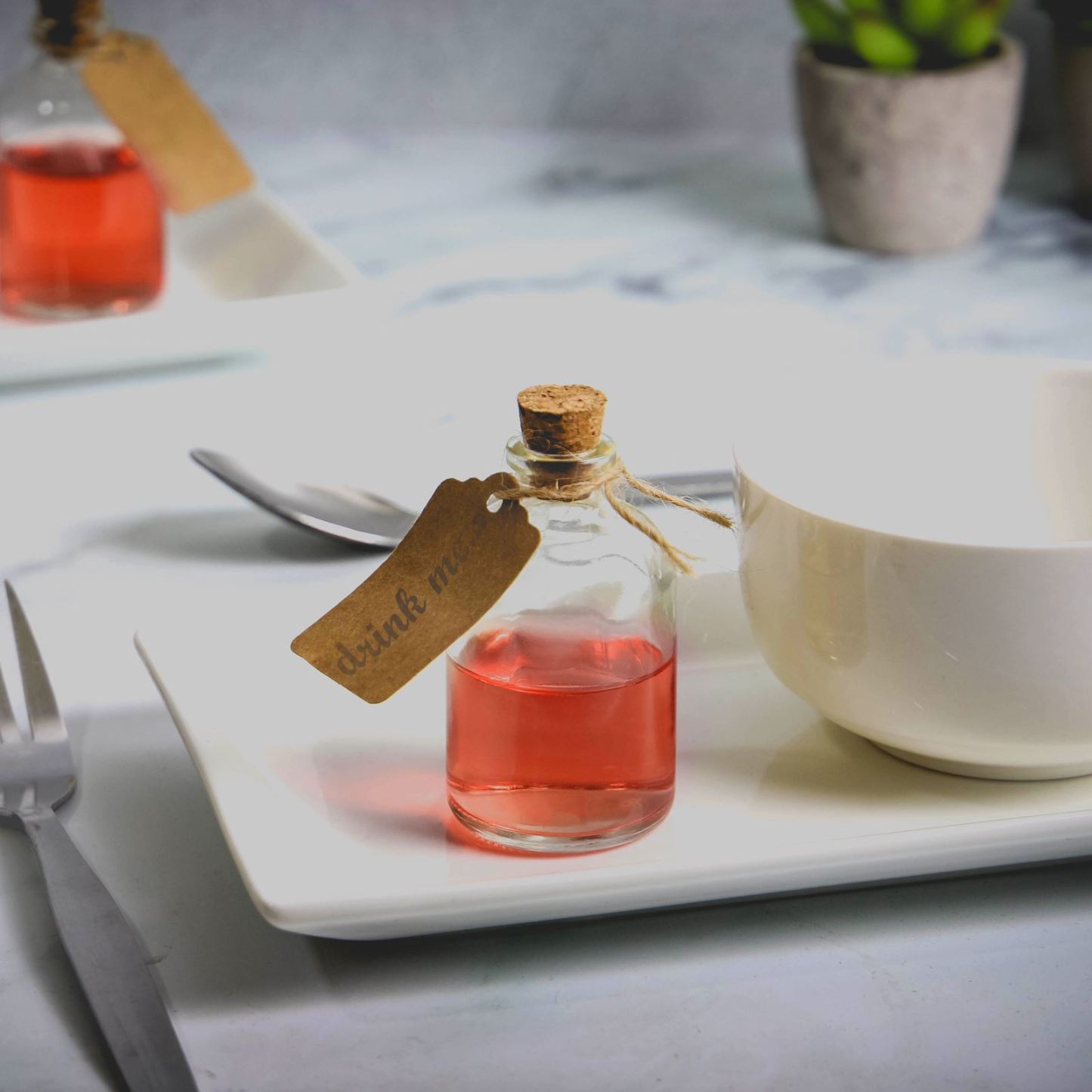 Mini 50ml Glass Bottles with Decorative Labels - Set of 12 | M&W