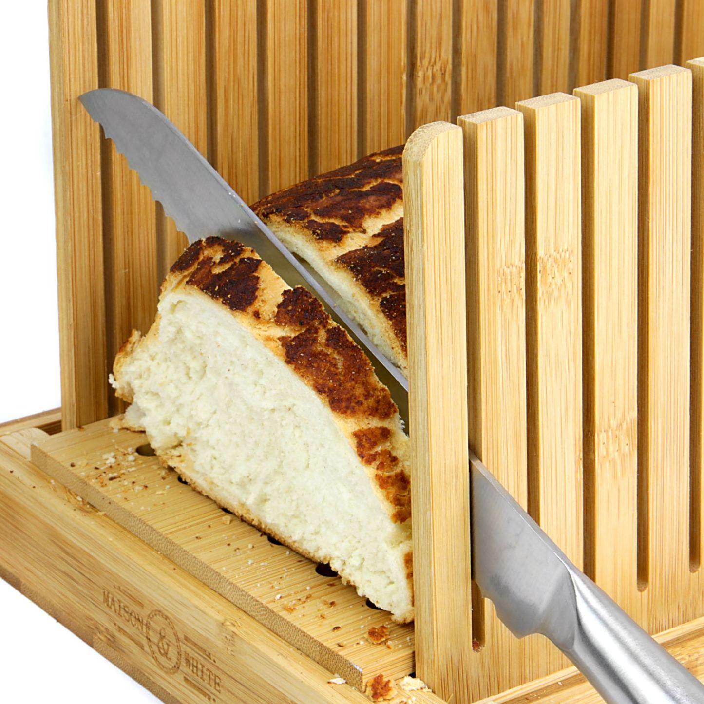 Bamboo Bread Slicer Guide With Crumb Catcher | M&W