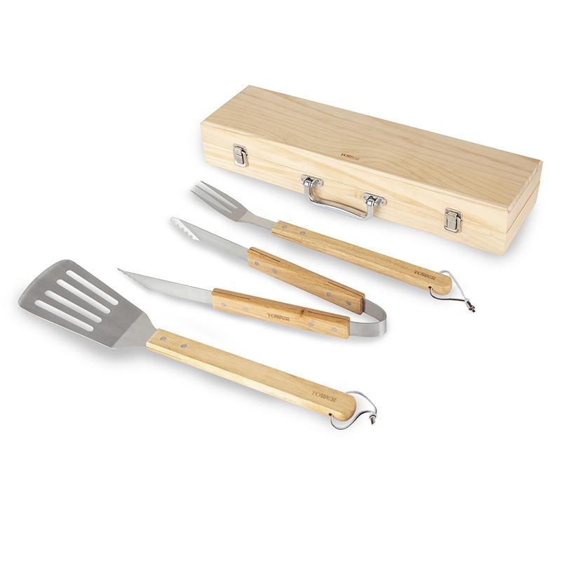 Tower Wooden 4 Piece BBQ Tools Set