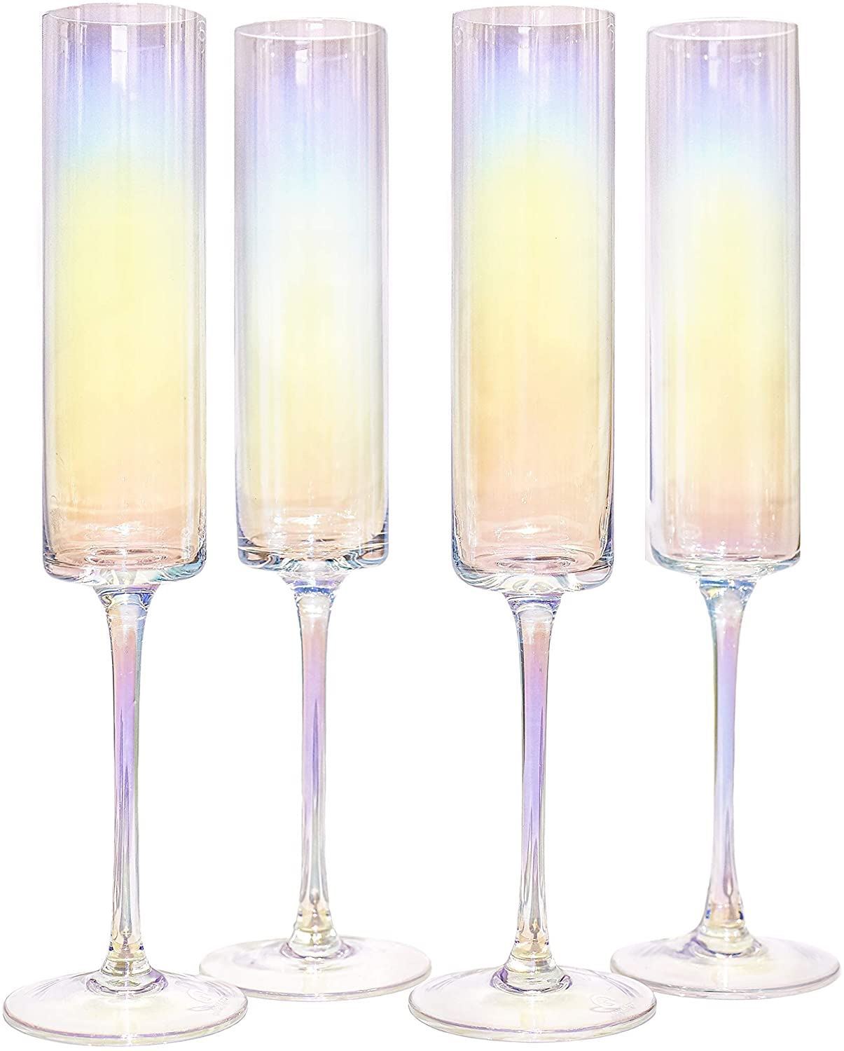 Edge Champagne Flutes - Set of 4 Iridescent | M&W