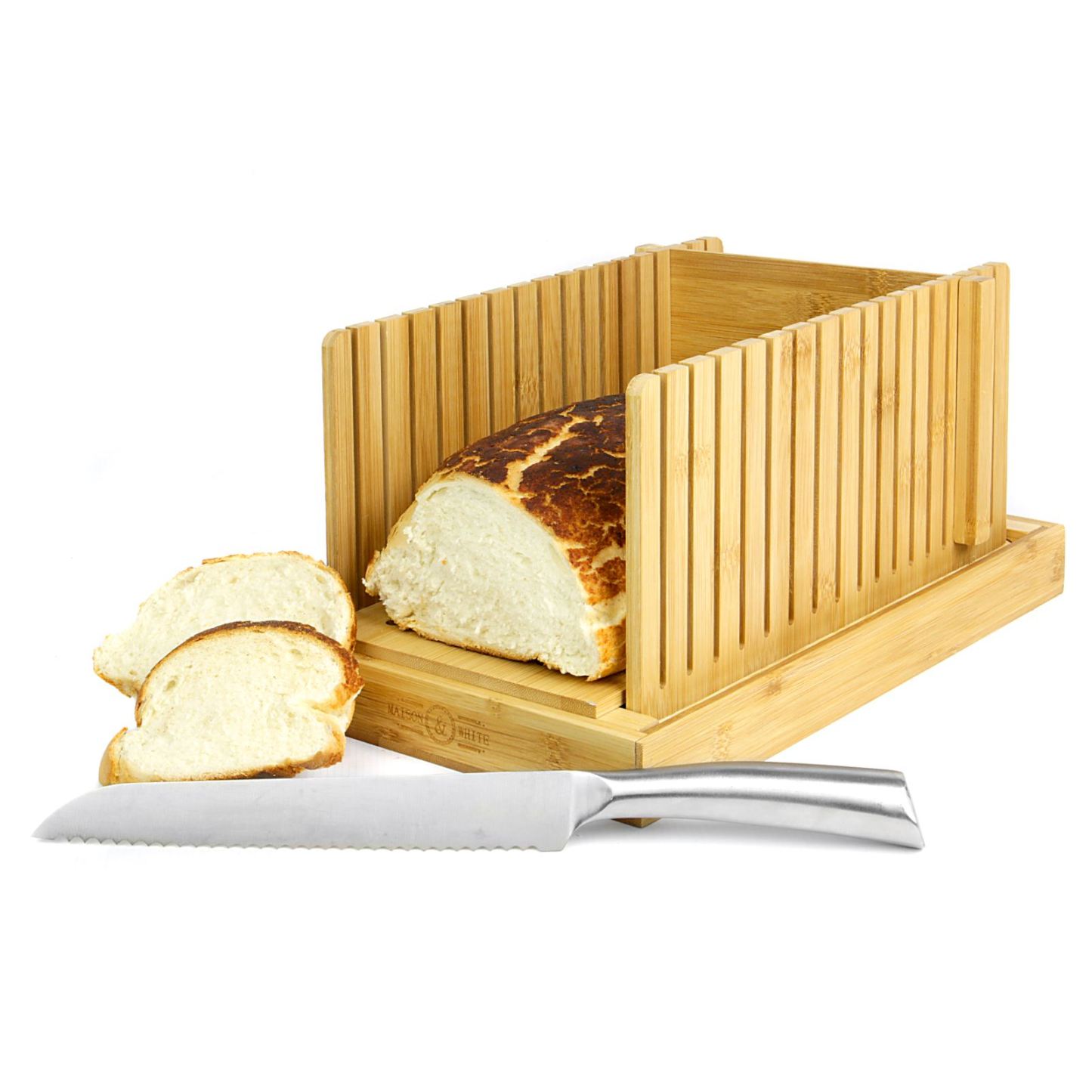 Bamboo Bread Slicer Guide With Crumb Catcher | M&W