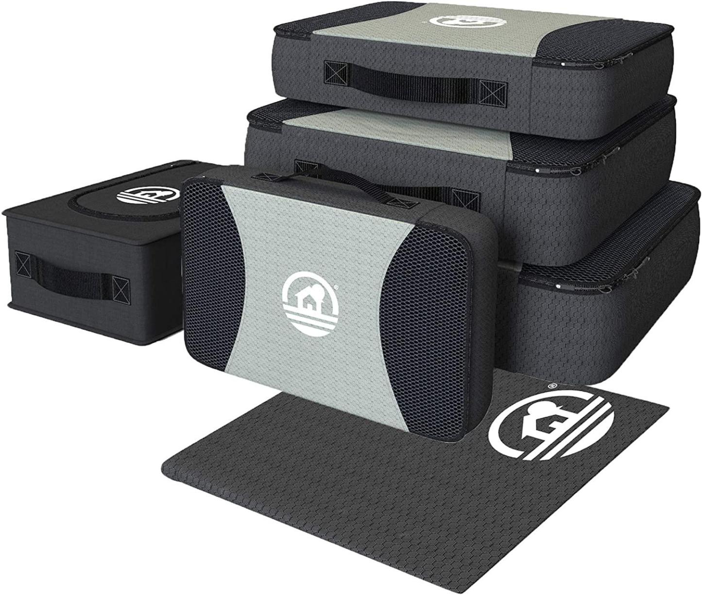 SANCTOME Black & Grey (Set Of 6) Lightweight Packing Cubes