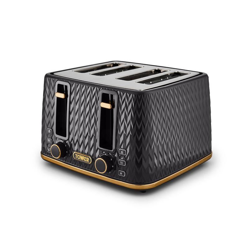 Tower Empire Black 4 Slice Toaster UK Plug