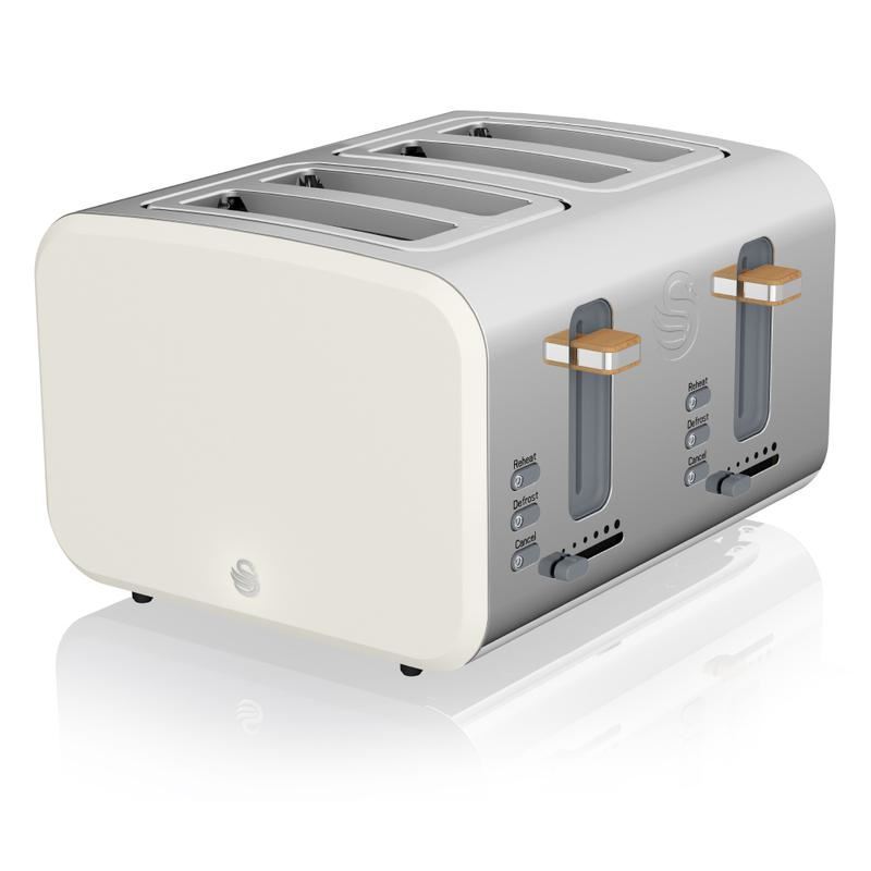 Swan White 4 Slice Nordic Style Toaster