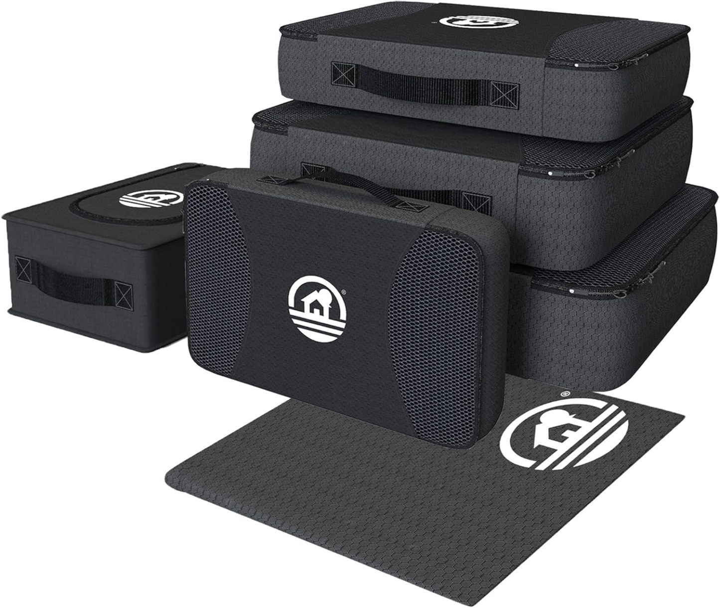 SANCTOME All Black (Set Of 6) Lightweight Packing Cubes