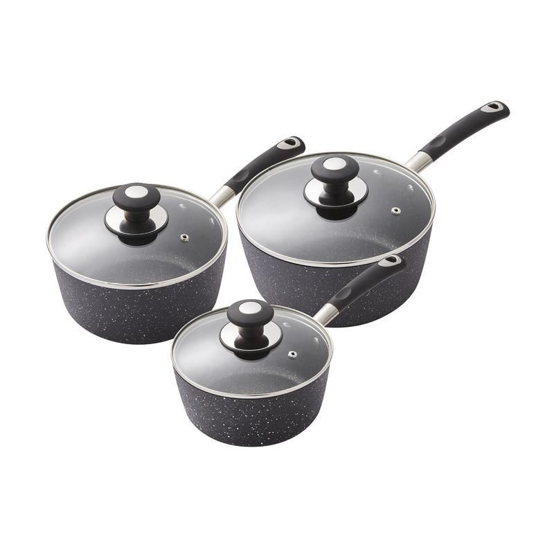 Tower Black Precision 3 Piece Non-Stick Saucepan Set