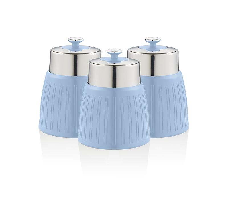 Swan Retro Circle Set of 3 Canisters Blue