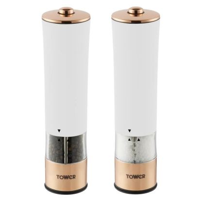 Tower Rose Gold Electric Salt/Pepper Mill White