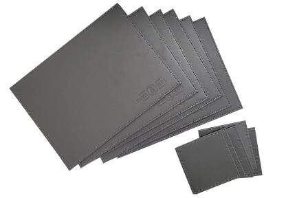 Faux Leather Placemats & Coaster Table Set Grey - 12 Piece | M&W