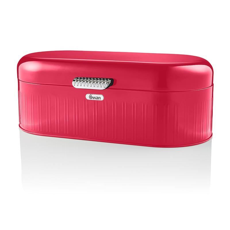 Swan Red Retro Bread Bin