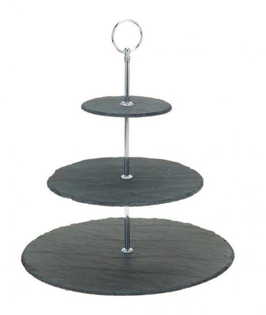 Slate 3 Tier Round Cake Stand with Handle