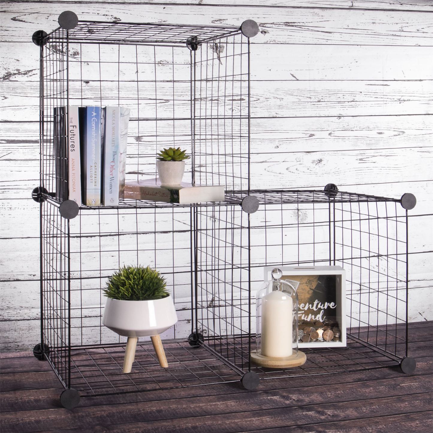 4 Cube Wire Storage Shelves Black | Pukkr