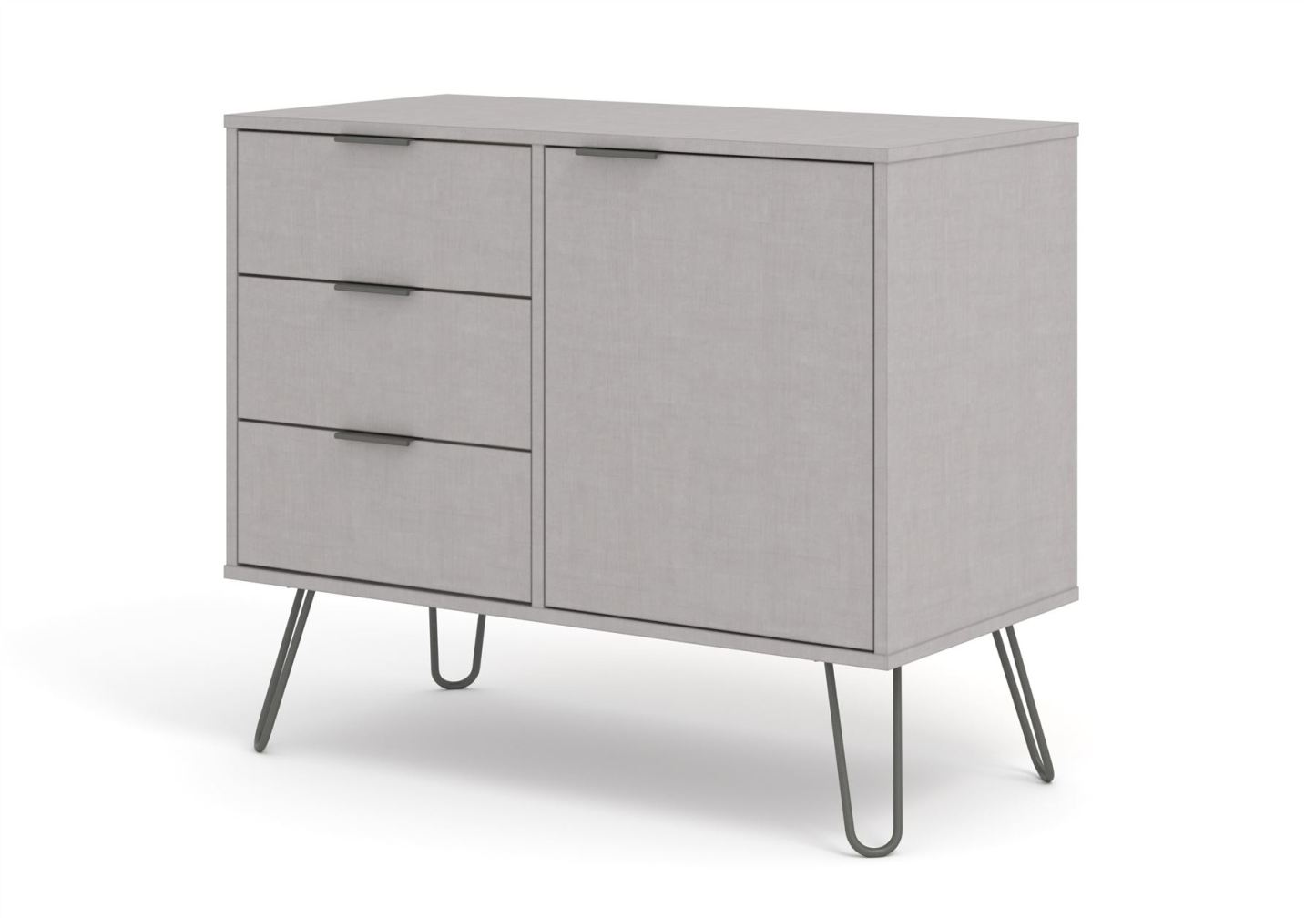 Augusta Grey Small Sideboard With 1 Doors 3 Drawers