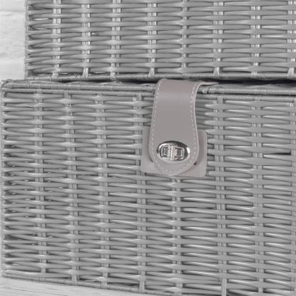 Resin Woven Storage Baskets - Set of 3 Grey | M&W