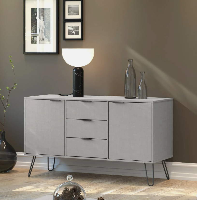 Augusta Grey Medium Sideboard With 2 Door 3 Drawers
