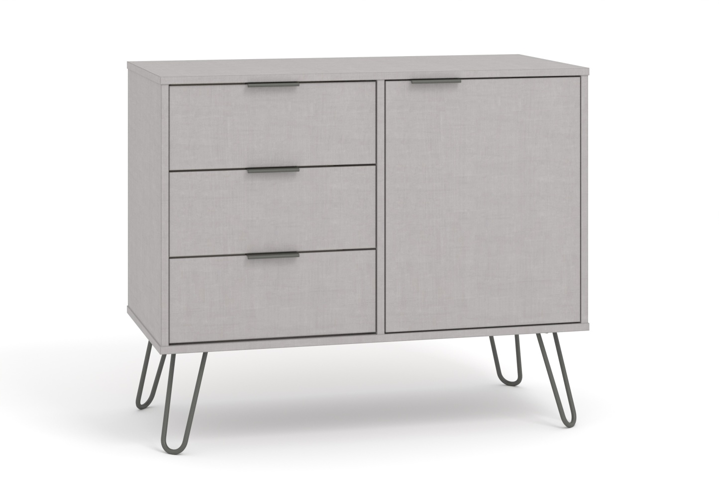 Augusta Grey Small Sideboard With 1 Doors 3 Drawers
