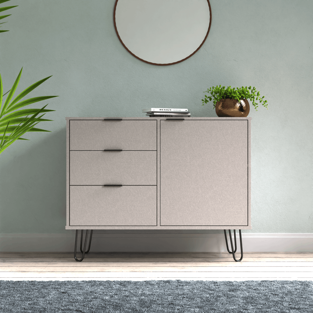 Augusta Grey Small Sideboard With 1 Doors 3 Drawers