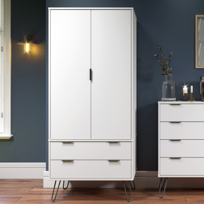 Augusta White 2 Door 2 Drawer Wardrobe
