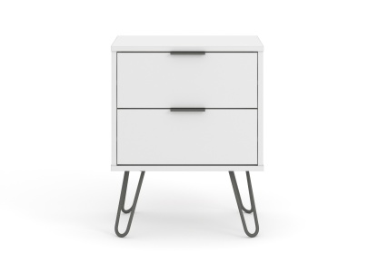 Augusta White 2 Drawer Bedside Cabinet