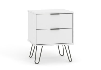 Augusta White 2 Drawer Bedside Cabinet