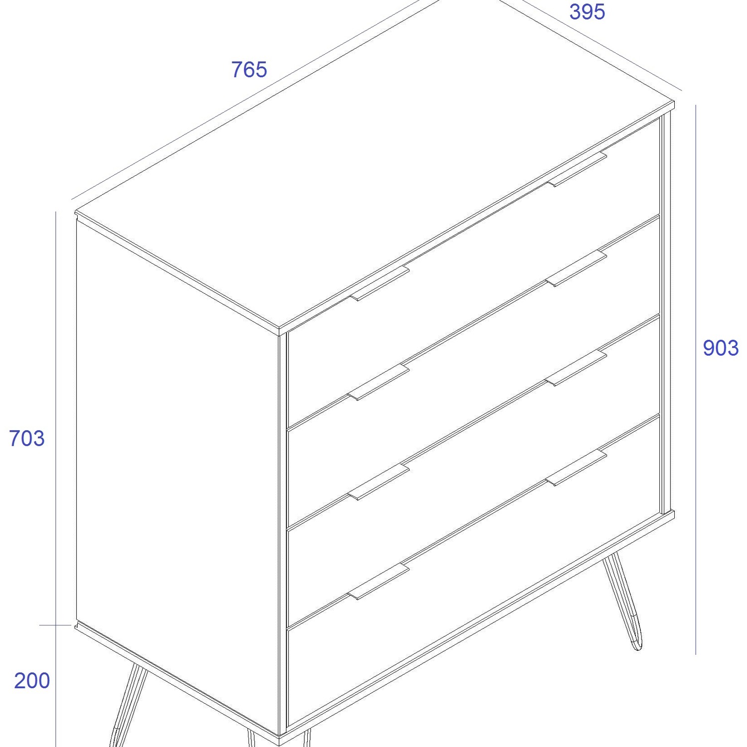 Augusta White 4 Drawer Chest Of Drawers