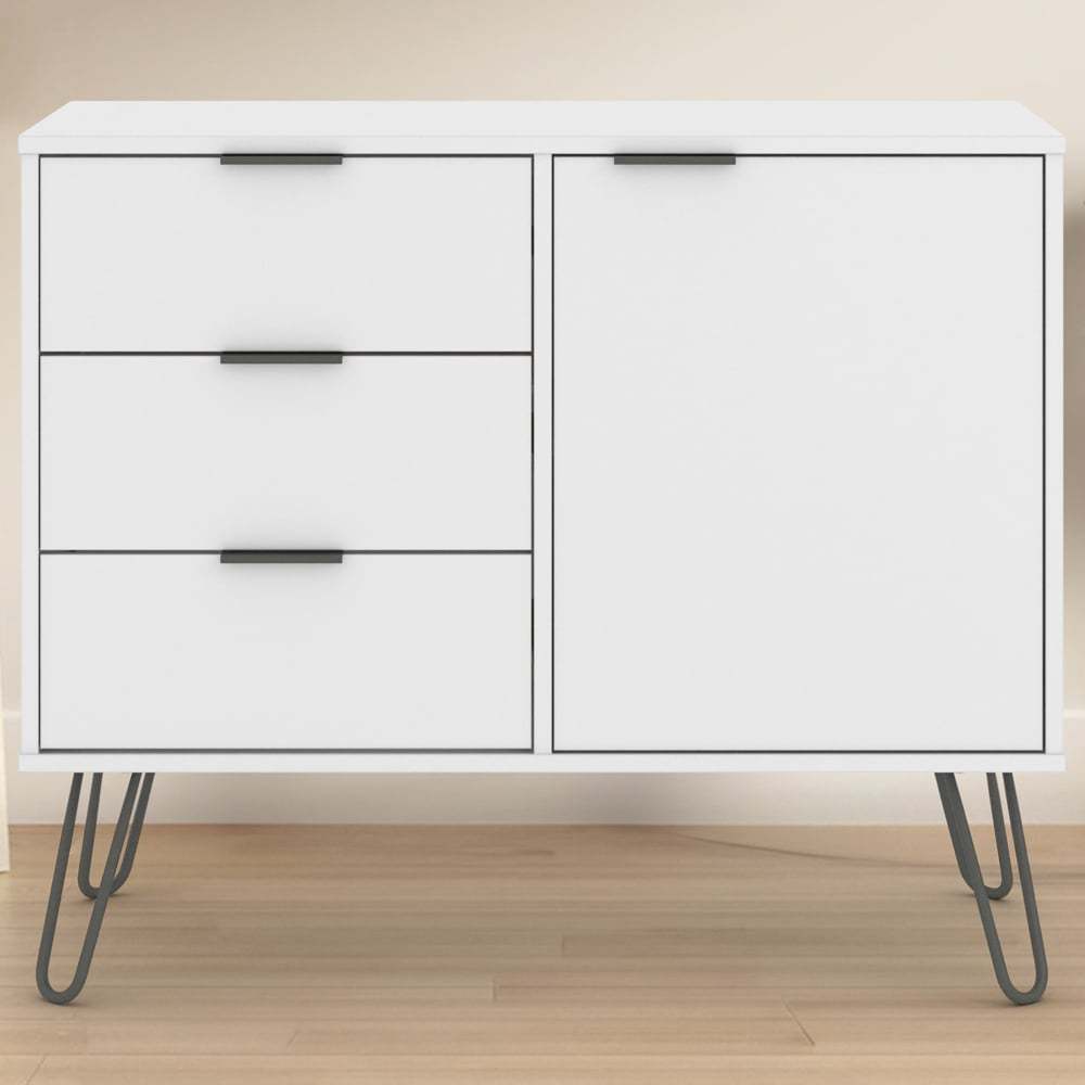 Augusta White Small Sideboard With 1 Door 3 Drawers